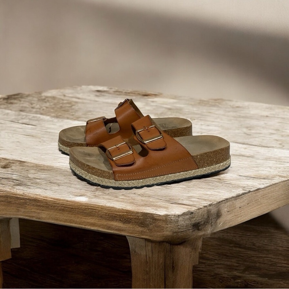 Women’s Leather Dual Strap Sandals